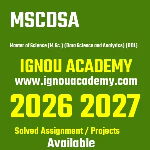 IGNOU MSCDSA असाइनमेंट 2026