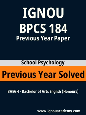 BPCS 184 Previous Year Solved Question Paper