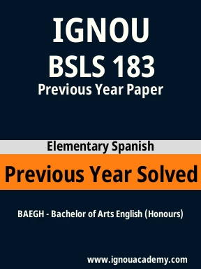 BSLS 183 Previous Year Solved Question Paper