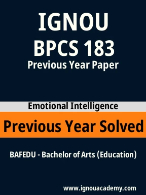 BPCS 183 Previous Year Solved Question Paper