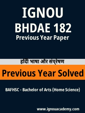 BHDAE 182 Previous Year Solved Question Paper