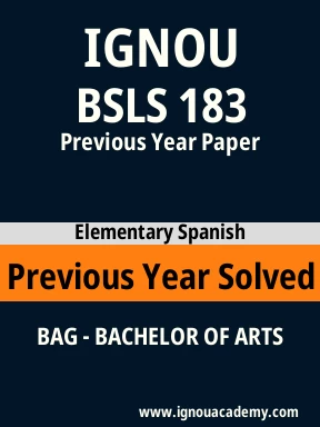 BSLS 183 Previous Year Solved Question Paper