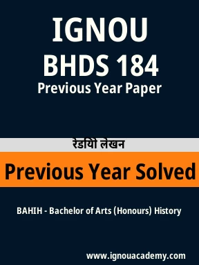 BHDS 184 Previous Year Solved Question Paper