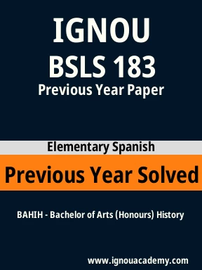 BSLS 183 Previous Year Solved Question Paper