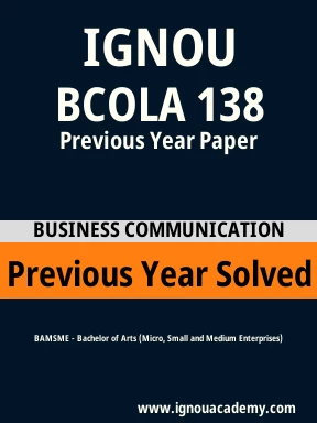 BCOLA 138 Previous Year Solved Question Paper