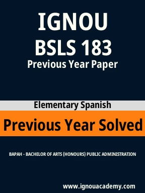 BSLS 183 Previous Year Solved Question Paper