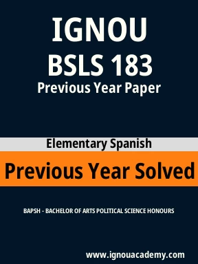 BSLS 183 Previous Year Solved Question Paper