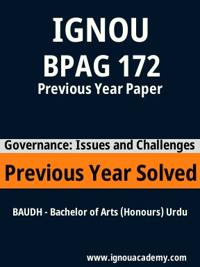 BPAG 172 Previous Year Solved Question Paper