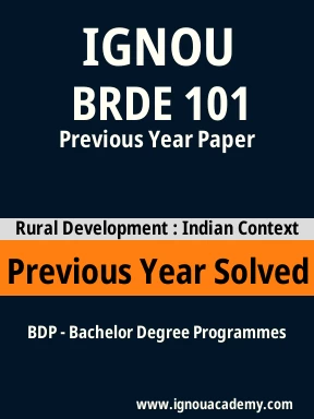BRDE 101 Previous Year Solved Question Paper