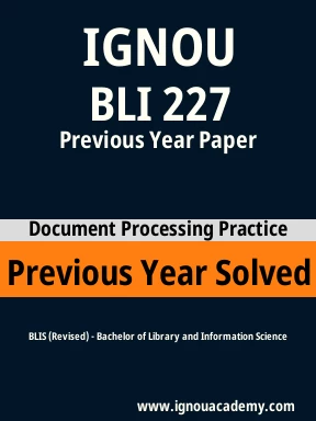 BLI 227 Previous Year Solved Question Paper
