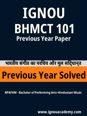 BHMCT 101 Previous Year Solved Question Paper