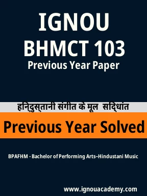 BHMCT 103 Previous Year Solved Question Paper
