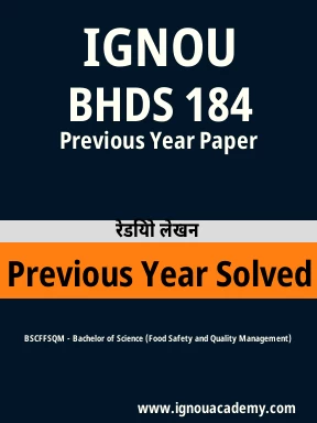 BHDS 184 Previous Year Solved Question Paper
