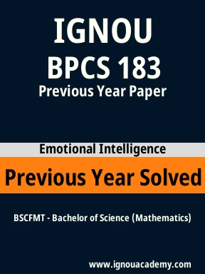 BPCS 183 Previous Year Solved Question Paper