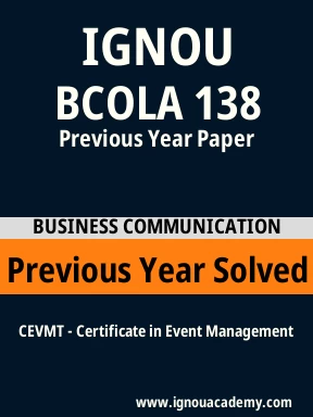 BCOLA 138 Previous Year Solved Question Paper