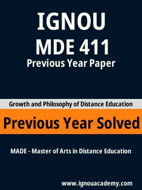 MDE 411 Previous Year Solved Question Paper