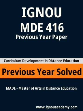MDE 416 Previous Year Solved Question Paper