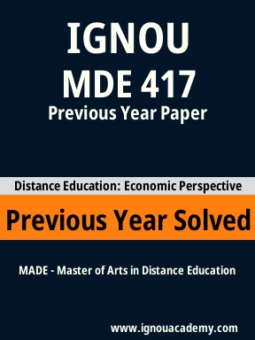 MDE 417 Previous Year Solved Question Paper