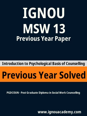 MSW 13 Previous Year Solved Question Paper